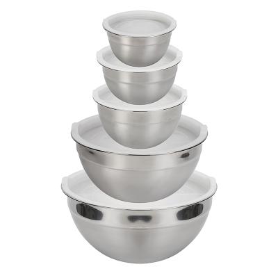 China Maisons Kitchen Accessories 10pcs Disposable Salad Bowl With PE Lids Stainless Steel Nestings Premium Mixing Bowl Set for sale