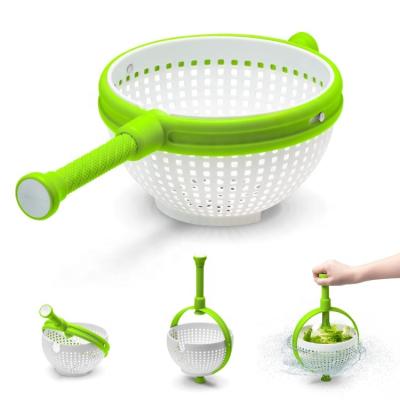 China Stocked Maisons Kitchen Accessories With Non-scratch Collapsible ABS Handle Salad Spinner Vegetable Colander for sale