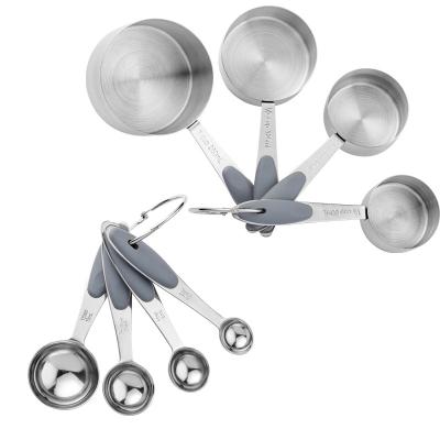 China 2021 Wholesale Hot Selling Silicone Kitchen Tool Kit 8Pcs Metal Measuring Cups And Spoons Set for sale