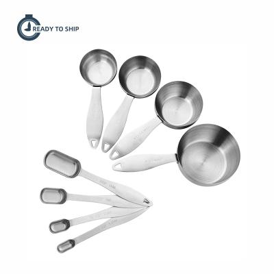 China Sustainable High Quality Kitchen Tool Stainless Steel 8-Pieces 2 Styles Measuring Cups And Cups Set for sale