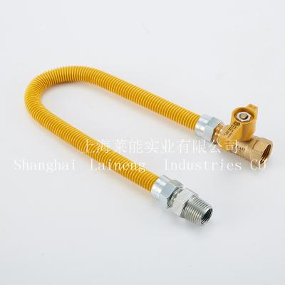 China Yellow Covered Gas Water Heater Gas Meter and Dryer Flexible Metal Hose Connector 303-2132-24 for sale