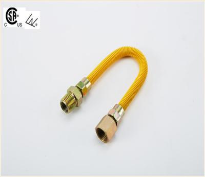 China CSA Gas Flexible Stainless Steel Chain Yellow-Coated Gas Pipeline Hose for sale