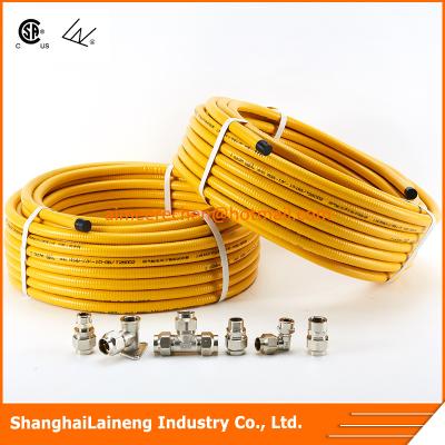 China Gas Stoves CSST Corrugated Stainless Steel Flexible Yellow Gas Hose for sale