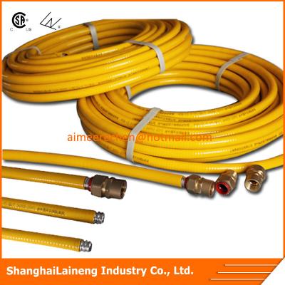 China Gas Stoves Yellow 1/2 Inch Stainless Steel Flexible Gas Cable Pipe for sale