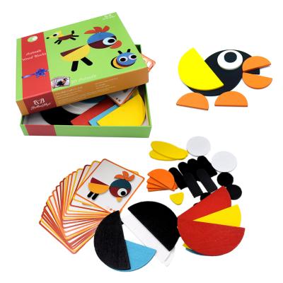 China Eco-friendly Material Wooden Blocks 20 Patterns Animal Wooden Blocks Puzzle For Toddlers, Matching And Stacking Toys For Kids Colors And Shapes Educational Toys for sale