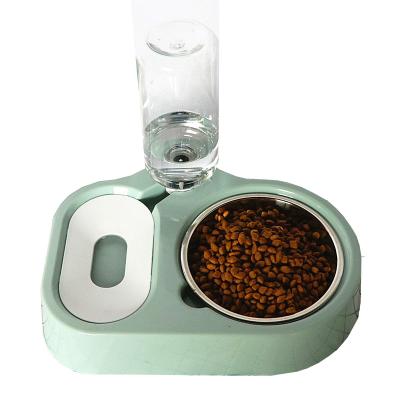 China Automatic Cat Bowl Pet Products Driver Anti-rollover Stainless Steel Dog Drinking Bowl Plate Multifunctional Integrated International for sale