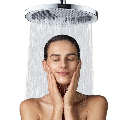 China High Quality Without Slide Bar 24.5cm Rain Top Shower Head For Bathroom Chromed ABS Rainfall Shower Head With Shower Arm for sale