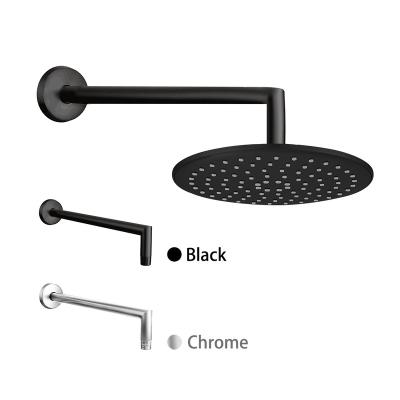 China No-Dial Chrome Matte Black Shower Arm and Flange 40cm Shower Head Extension Supplement for Fixed Rainfall Shower Head for sale