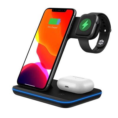 China Hot Selling Mobile Wireless Charger 3 in 1 Qi Wireless Charger Stand for iPhone MS56 for sale