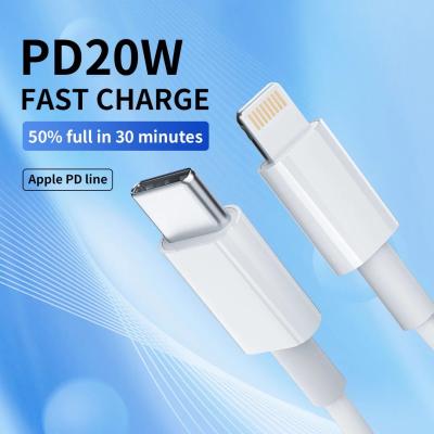 China Hot Selling 1m/2m White IOS For iPhone Original Shape ABS Shell Charging Data Cable Type-C To Lightning PD 20W Fast Charging Cable for sale