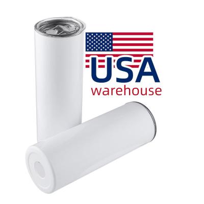 China US Sustainable Warehouse 20 Ounce Stainless Steel White Heat Press Printing Bottle Tumbler Double Wall Insulated Sublimation Straight Tumbler for sale