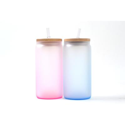 China Sustainable 500ml Unique Glass Can Upright Sublimation Glass Tumblers for sale