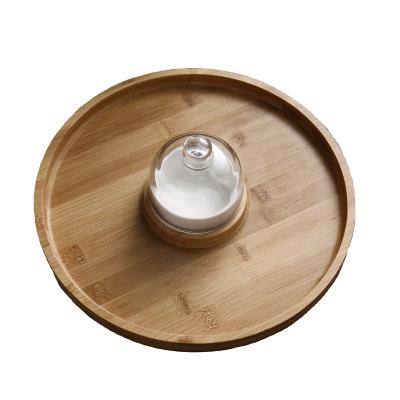 China Sustainable Round Bamboo Dish Service For Dried Food Nuts Candy For Family Gathering And Party for sale