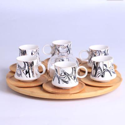 China Viable Arabic Style Coffee Ware White Ceramic Mug Cup And Saucer Set 6L Teapot Sets Western Wedding Coffee And Tea Sets With Teapot for sale