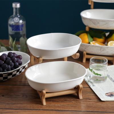 China Sustainable Royal Ware White Porcelain 2 Layers Ceramic Fruit Bowl Sets For Party Customized Series Design for sale