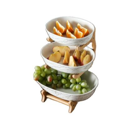 China Wholesale Viable Wedding Cupcake Stand Snack Dessert Display 3 Tier Serving Plate Tray Dish Ceramic Cupcake Stand Snack Bowl for sale