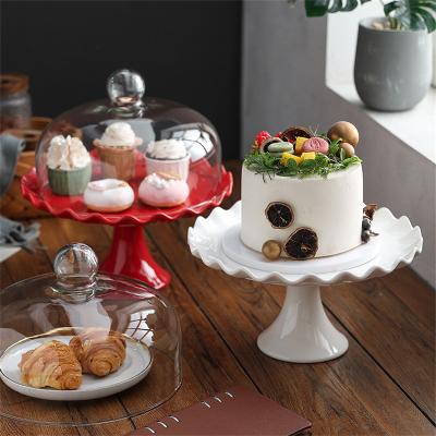 China Sustainable Dessert Cake Stand Set With Glass Lid Use For Wedding &Party for sale