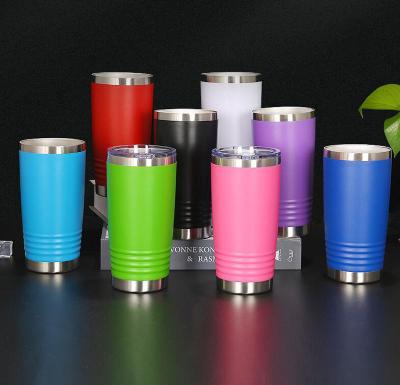 China 20oz-Max Viable Powder Coating Threaded Stainless Steel Cup Matte Finishing 304 Vacuum Tumbler Double-Layers Lid for sale