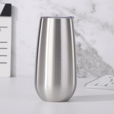 China Sustainable Wholesale 6OZ Stainless Steel Wine Mug Vacuum Insulated Fluted Tumbler Beer Tea Coffee 6 Ounce Mugs With Lid for sale