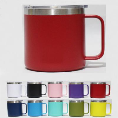 China WITH LID 14oz Coffee Mug With Lid Vacuum Double Layer Standard Beer Stainless Steel Mug Insulated 14oz Tumbler Cups 10 Colors for sale