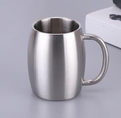 China 14oz 400ml BPA Free Viable Travel Double 18/8 Stainless Steel Drinking Creative Barrel Coffee Mug Milk/Tea Mug Stainless Steel With Handle for sale