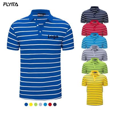 China Anti-Wrinkle Customized Printing Cheap Price Polo T-Shirt Work Business Collar Logo Design 100% Cotton Custom Striped Polo Shirts For Men for sale