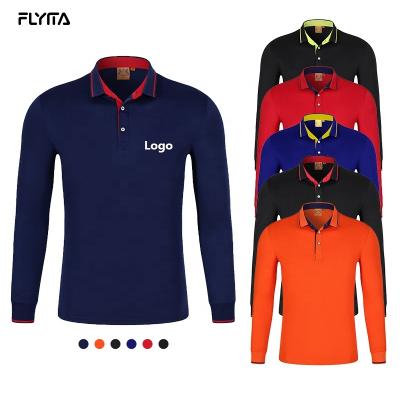 China Wholesale Anti-Wrinkle Golf Knitted Polo Shirts Solid Color Full Sleeve Custom Design Long Sleeve 100% Cotton Polo Shirt For Men for sale