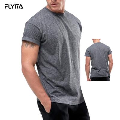 China Anti-Wrinkle Sport Logo Custom T-shirt Short Sleeve Muscle Fitted Running Quick Dry Fitness Polyester OEM Gym T-shirt Simple Wholesale Men for sale