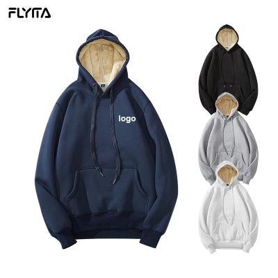 China 2021 Wholesale Winter Unisex Heavy Lambswool Anti-Wrinkle Men's Winter Hoodie Sweatshirts Pullover Hoodie Cover Custom Oversized for sale