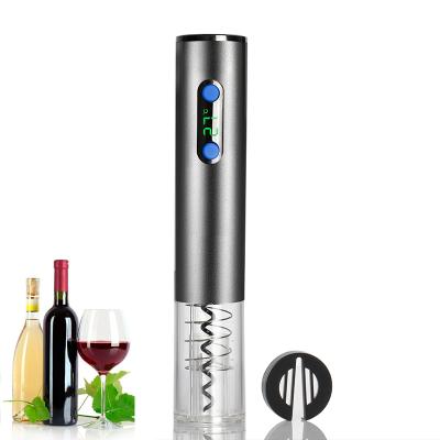 China New Design Good Quality USB Rechargeable Electric Wine Bottle Opener Automatic Temperature Display with Charging Cable and Blue Working Light for sale