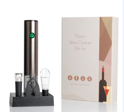 China One Touch Automatic Wine Opener Rechargeable Wine Bottle Opener Gift Set Amazon Top Trend One Touch Automatic Wireless Wine Opener Kit with Filling Base for sale