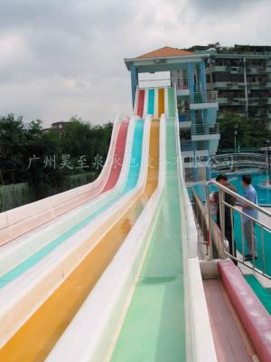 China Aqua Park multiple Rainbow Water Slide , Large long Fiber glass slides for sale