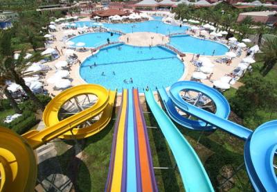 China Rainbow Fiberglass Water Slide , Adults / Children Open / Closed Raft Slide for sale