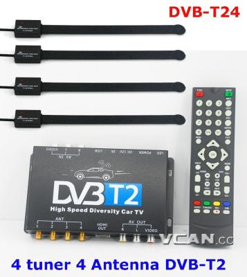 China High Speed ​​Automotive DVB-T24 160km HD Four Aerial FTA DVB-T24 TV Tuner 4 Receiver 4 Car DVB-T2 TV Digital Receiver DVB-T TDT Antenna for sale