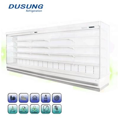 China Commercial Single-Temperature Supermarket Air Curtain Double Open Front Fresh Food Display Fridge for sale