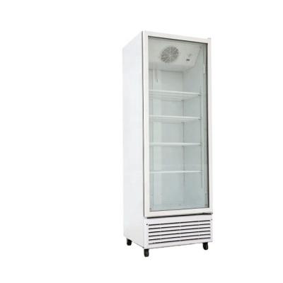 China Single-Temperature Upright Glass Door Cooler With Wheels For Beverage for sale