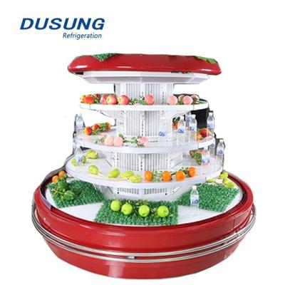 China Single-Temperature Commercial Refrigerator Display For Fruits And Vegetables Around Island Supermarket Display Freezer for sale