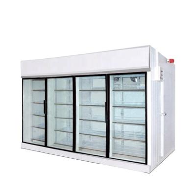 China Single-temperature Vertical Large Area Energy Saving Glass Door Cold Storage In Supermarket for sale