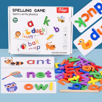 China Children's English Alphabet Word Game Educational Toy Wooden Color Spelling Knowledge Early Education Toys for sale