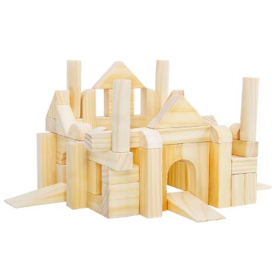 China Constituent 64pcs and 46pcs Natural Wooden Onshine Beech Wood Blocks Kids Educational Toys for Children for sale