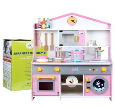 China Improve hands-on ability and find fun Japanese pretend play kitchen family kitchen table children simulation kitchen toys set wooden toy kitchen for sale