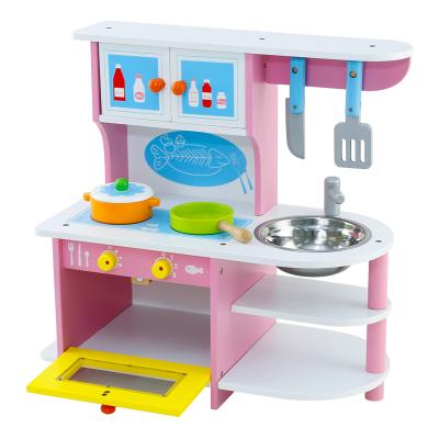 China Simulation of stove hands wood wood collected toys children to play kitchen girls pink for sale