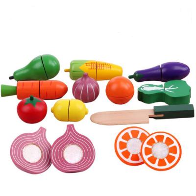 China New Style Children's Wooden Toys Vegetables and Fresh Fruit Toy Wooden Cutting Toys Cutting Set for sale