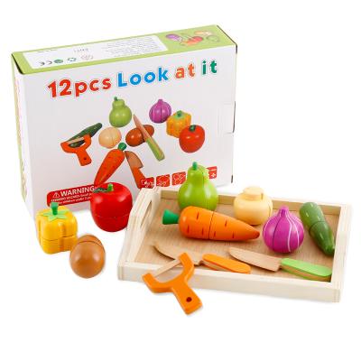 China Hot Sale Wooden Children Cutting Vegetables And Fruit Kitchen Wooden Toy And Children Cutting Fruit Toy for sale