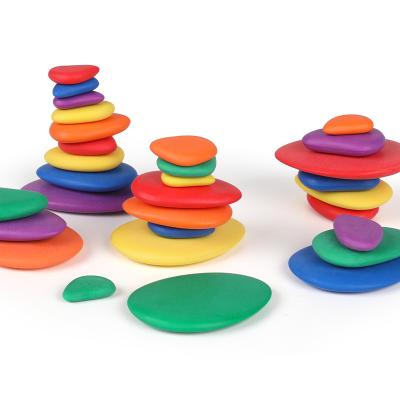 China DIY TOY Rainbow Plastic Stacking Toy Balanced Blocks Stacking Stones Educational Toy for sale