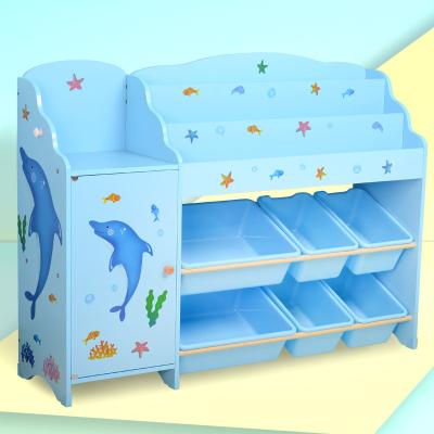 China Large Wooden Wooden Toys Shelves Modern Designed Wooden Three Shelf For Kids Toys And Book for sale