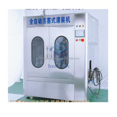 China Servo system with PLC control panel TS-SF full automatic liquid filling shampoo alcohol gel car wash piston style car wash labeling machine for sale