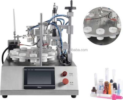 China Essential oil chemical desktop rotary liquid filling capping machine for reagent tube or small round bottle for sale