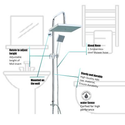 China With Brushed Black Four Function Slide Bar Netting And Chrome Wall Mounted Shower Set For Bathroom for sale