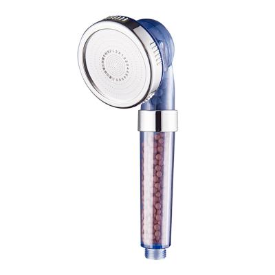 China Custom Made Transparent Blue ABS Negative Ion Balls Ionic Filtered PC Handheld Shower Head 3 in 1 for sale